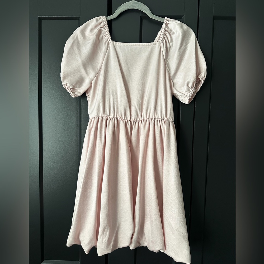 GAP girls dress, pink satin bubble hem, size XL, like new